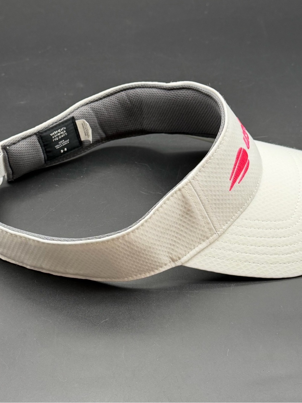 US Open Tennis Women Under Armour White Visor Hat Pink Embroidered Logo - Picture 2 of 6